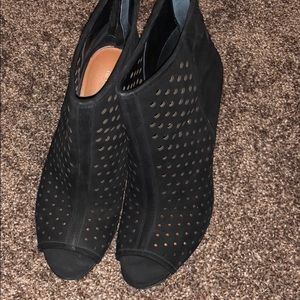 Rebecca minkoff suede wedge peep toe bootie